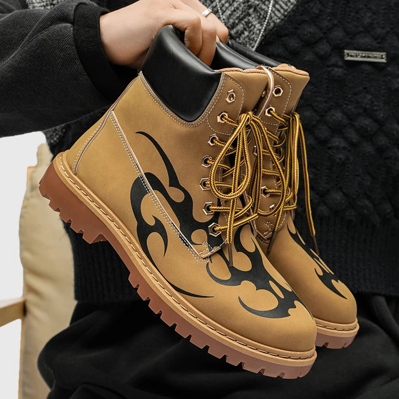 Ansoff men's luxury motorcycle boots in high-quality leather with British style, ankle height, unisex design, new fashion footwear.