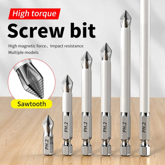 6 PCs Non-Slip Magnetic Cross Head Household Electric Driver Screw Set - High Hardness Hand Drill Bits for Electric Screwdrivers - Acros