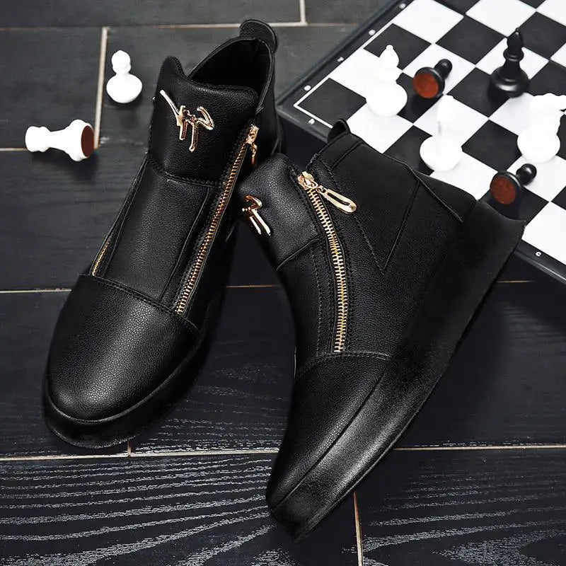 High Top Casual Shoes for Men Brand Ankle Boots Fashion White Men Skateboard Shoes Luxury Platform Sport Shoes Leather Men Boots - Acros