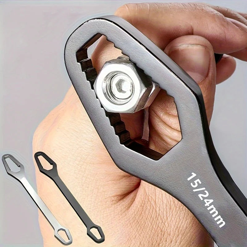 Ansoff double-ended adjustable wrench with self-tightening mechanism and ratchet spanner, suitable for 3-17mm screw nuts repair.