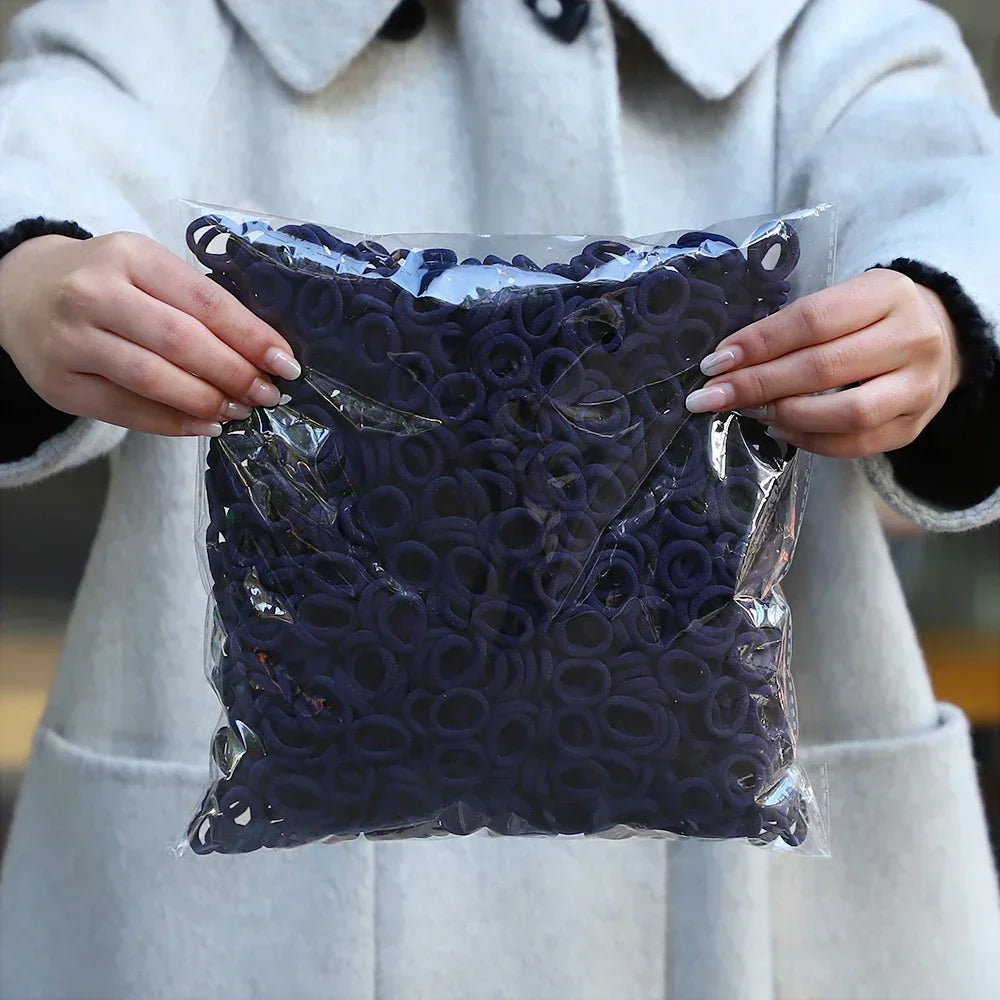 50Pcs/bag Colorful Basic Nylon Ealstic Hair Ties for Girls Ponytail Hold Scrunchie Rubber Band Kid Fashion Hair Accessories - Acros