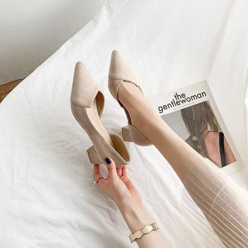 Ansoff women's pointed toe flat shoes with solid patchwork design, slip-on ballet flats, breathable and casual for daily wear.