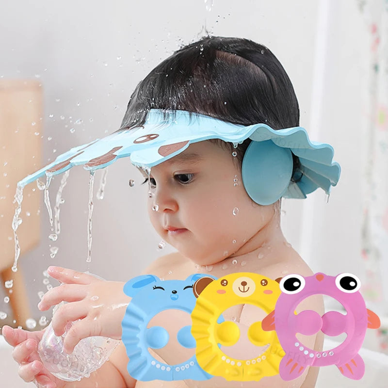 Baby Shower Soft Cap Adjustable Hair Wash Hat for Kids Ear Protection Safe Children Shampoo Bathing Shower Protect Head Cover - Acros