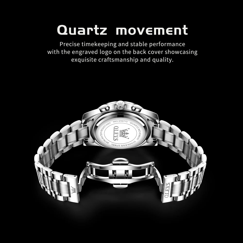 OLEVS 2987 Watches For Man Multifunctional Chronograph Quartz Watch Waterproof Luminous Watches Original Business Brand Reloj - Acros