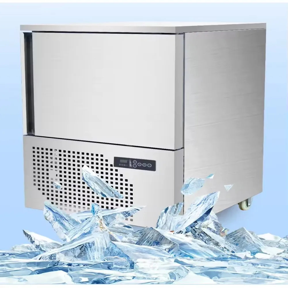 Ansoff stainless steel kitchen freezer cooler with digital display, showing automatic fast freezing and high-speed cooling functions.