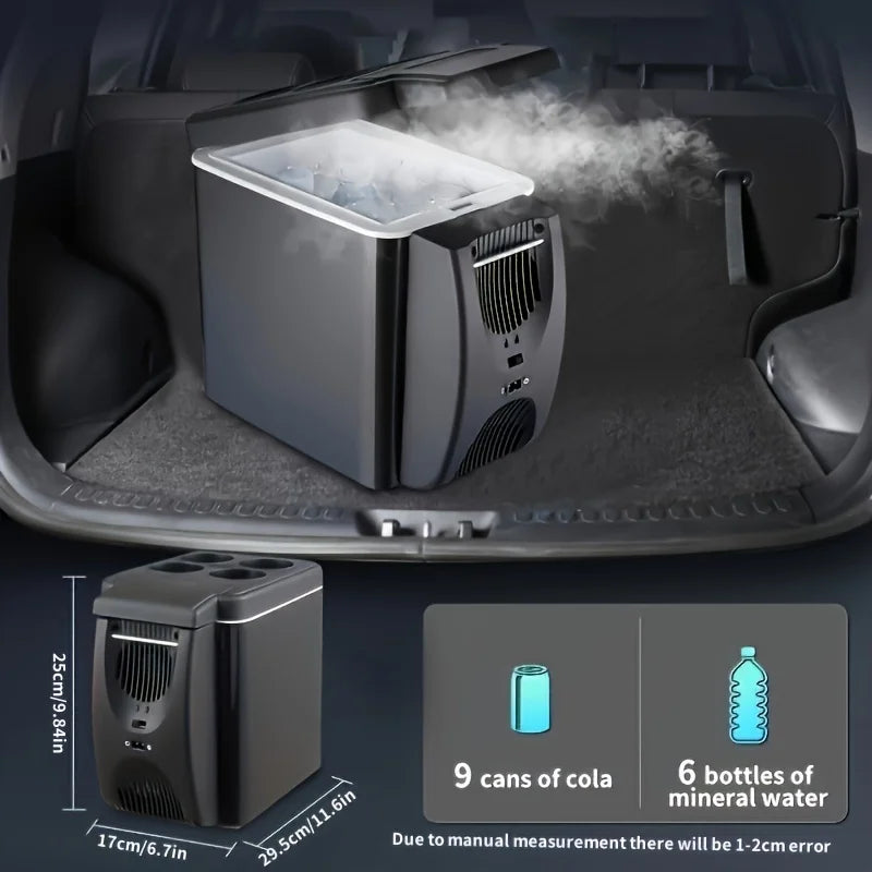 Ansoff portable 6L car mini fridge and cooler with thermoelectric cooling, ideal for fruits and snacks in vehicles.