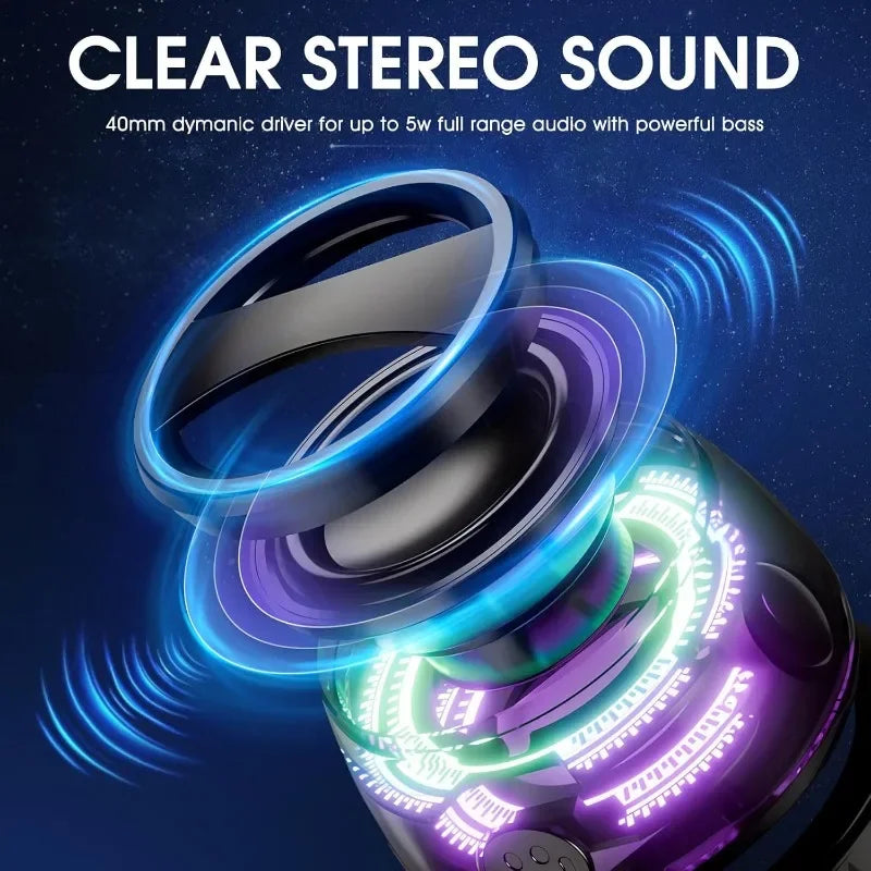 Outdoor Magnetic Bluetooth Speaker Wireless Portable Mini Travel Stereo Speaker with RGB Color Light and Phone Holder for Ios - Acros