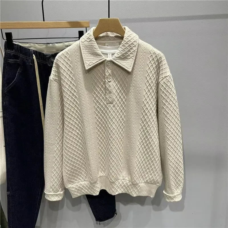 Sweatshirt Men's Loose Long-sleeved T-shirt Early Autumn New Knitted Handsome Polo Shirt Hoodies - Acros