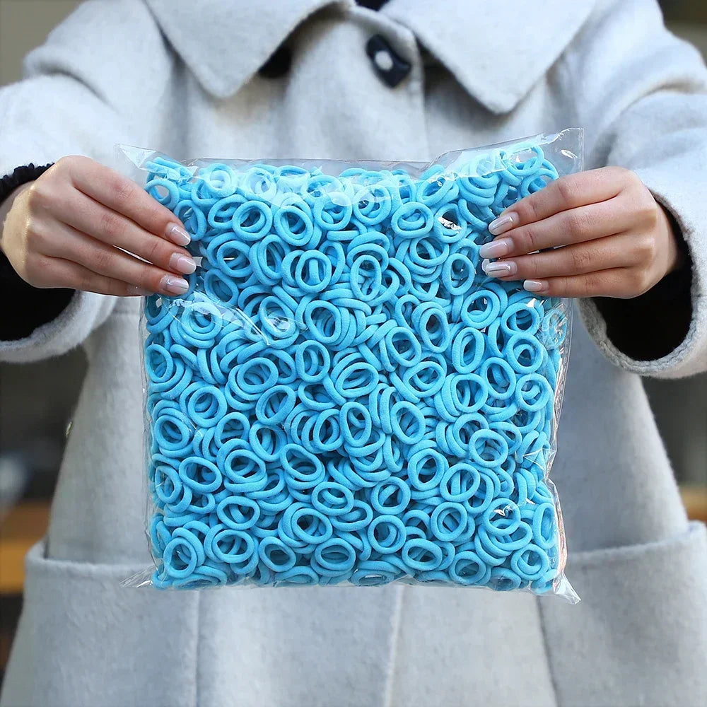 50Pcs/bag Colorful Basic Nylon Ealstic Hair Ties for Girls Ponytail Hold Scrunchie Rubber Band Kid Fashion Hair Accessories - Acros