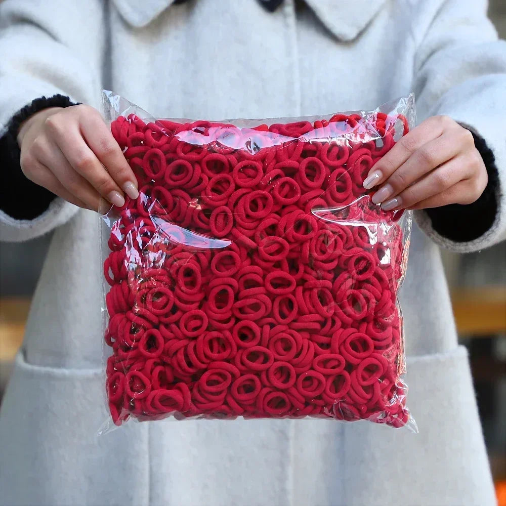 50Pcs/bag Colorful Basic Nylon Ealstic Hair Ties for Girls Ponytail Hold Scrunchie Rubber Band Kid Fashion Hair Accessories - Acros