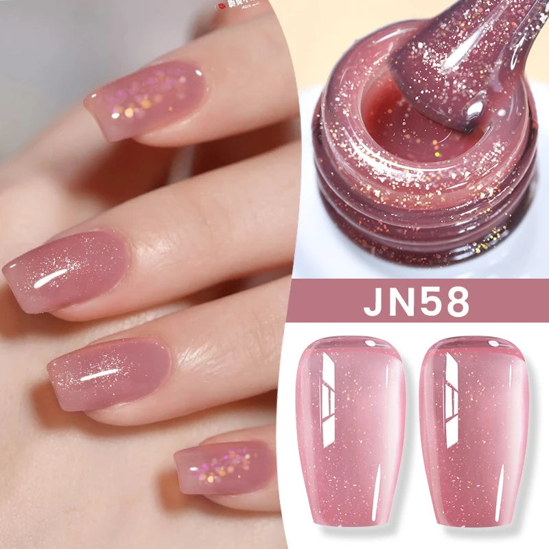 BORN PRETTY Jelly Nude Gel Nail Polish 10ml Light Pink Peach Translucent Color UV Light Cure Gel Varnish Nail Art DIY at Home - Acros