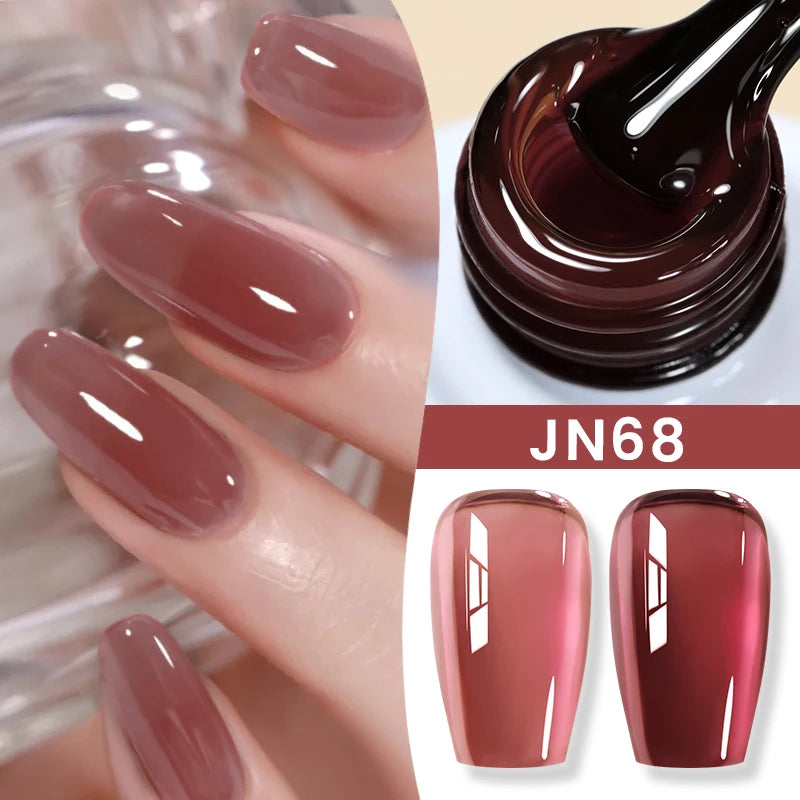 BORN PRETTY Jelly Nude Gel Nail Polish 10ml Light Pink Peach Translucent Color UV Light Cure Gel Varnish Nail Art DIY at Home - Acros