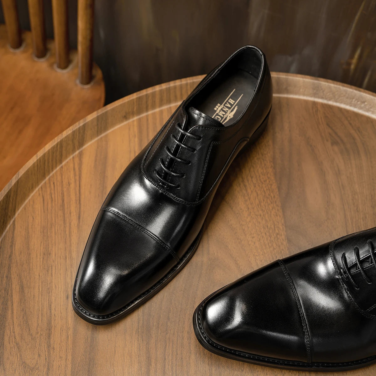 Ansoff men's 2025 Hanmce Oxford shoes in genuine leather with a polished patent finish, featuring breathable design and classic style.