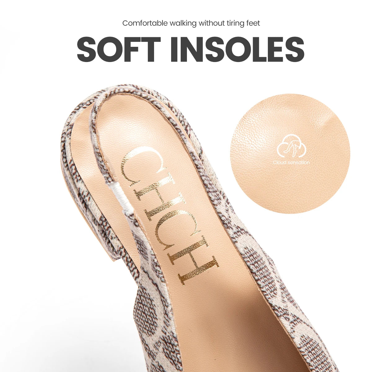 Classic Style Fashion Women's Heeled Single Shoes Wear Comfortable Letter Print Design Retro Versatile - Acros