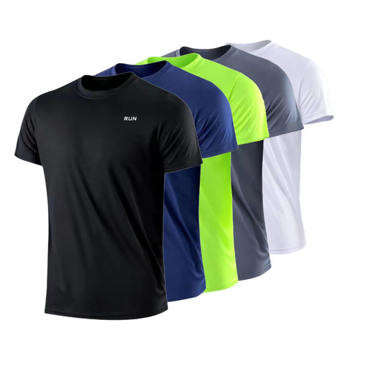 Men's Quick Dry Short Sleeve Gym Running Moisture Wicking Round Neck T-Shirt Training Exercise Gym Sport Shirt Tops Lightweight - Acros