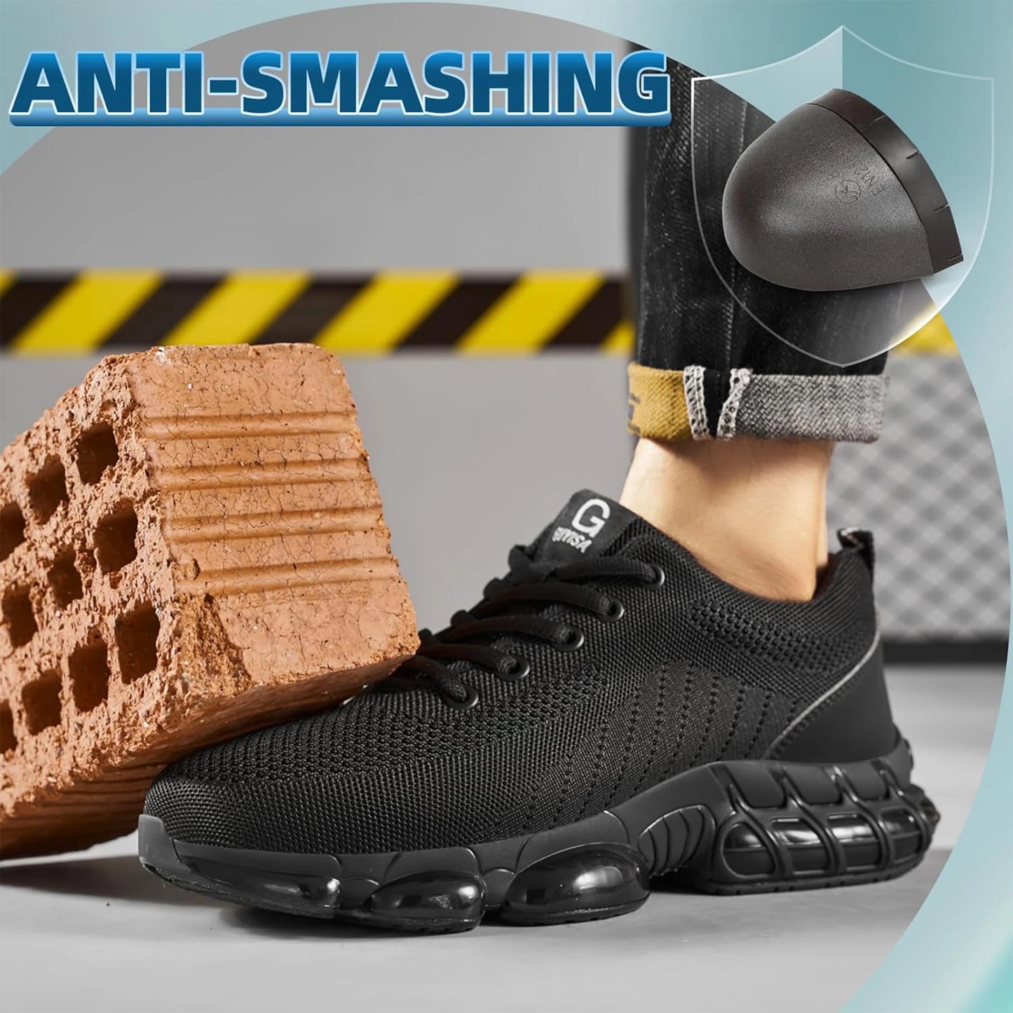 Steel Toe Work Shoes for Men Women Comfortable Lightweight Black Safety Construction Working Shoes Anti-Smash Anti-Puncture - Acros