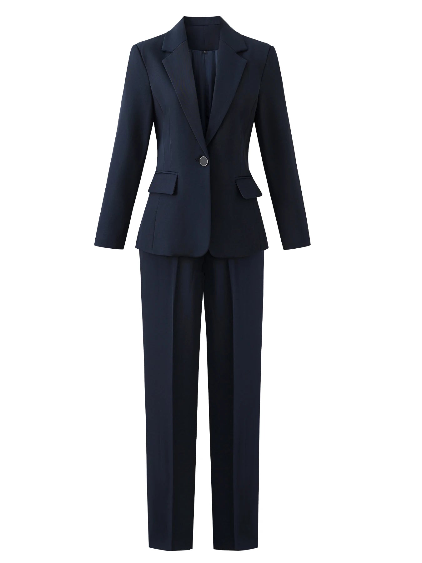 Ansoff single-breasted one-button suit set featuring slim-fit solid-color long-sleeve blazer with notch lapel and matching trousers.