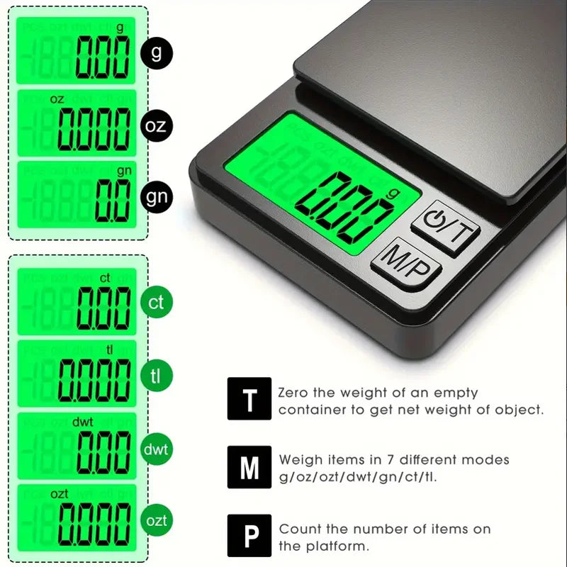 Precision Pocket Scale 1000g X 0.01g - Digital Gram, Food, Jewelry, Ounces/Grains Scale with Backlit LCD - Mini Scale for Travel - Acros