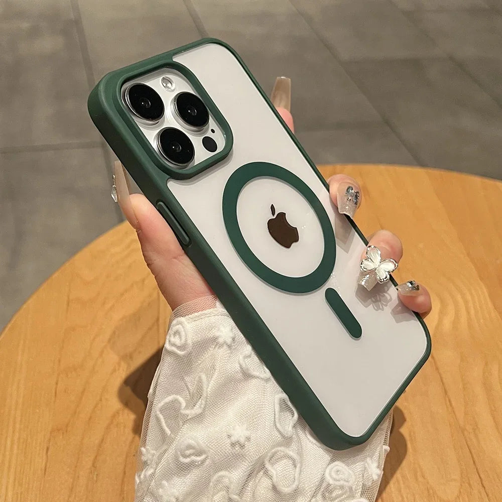 Matte Natural Titanium magnetic charging phone case for iPhone 16 15 14 13 12 11 Pro Max Plus Mini magsafe shockproof hard cover - Acros