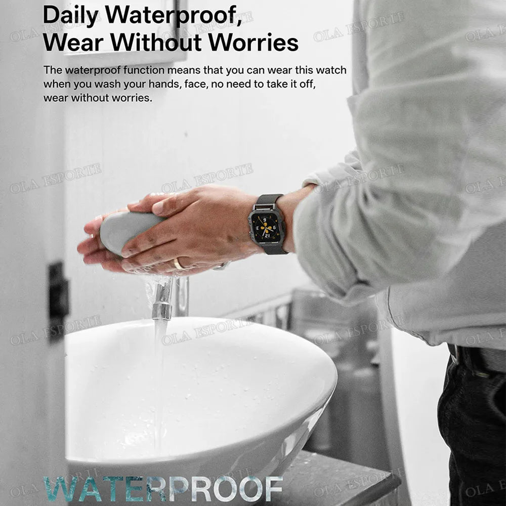 Ansoff rugged military smart watch for men with HD touch screen, LED flashlight, Bluetooth call, outdoor features, black design