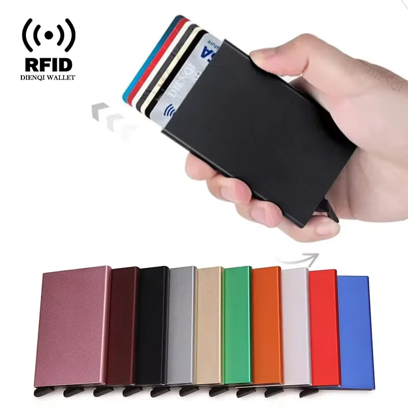 Rfid Smart Wallet Card Holder Metal Thin Slim Men Women Wallets Pop Up Minimalist Wallet Small Black Purse Vallet Walets for Men - Acros