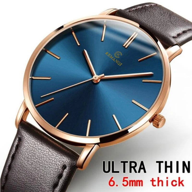 Mens Watches Top Luxury Brand Ultra thin Wrist Watch Men Watch Blue Glass Men's Watch Clock relogio masculino erkek kol saati - Acros