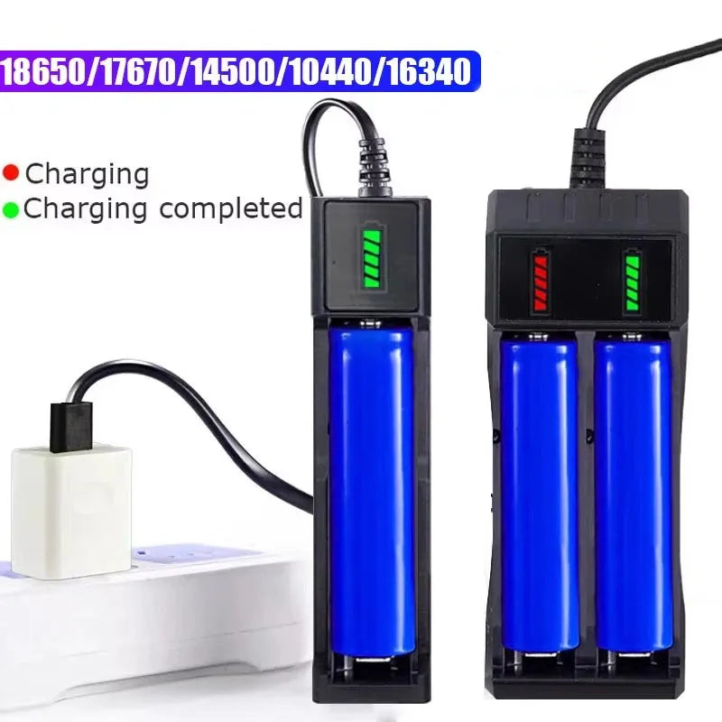 18650 Battery Charger 1/2/4 Slots Dual 18650 Charging 3.7V  Rechargeable Lithium Battery USB Charger For 16340 14500 18650 - Acros