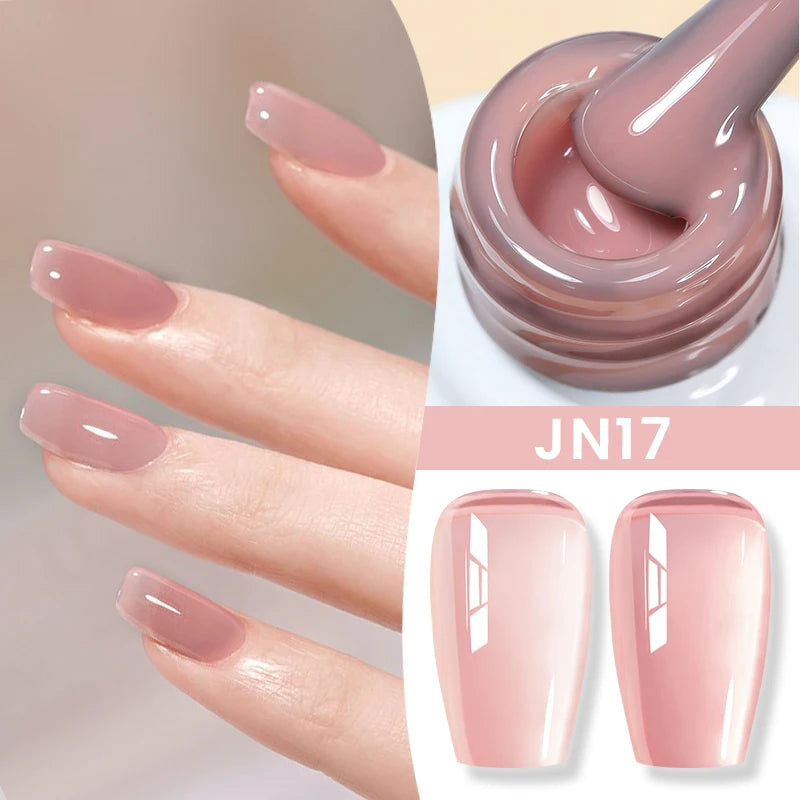 BORN PRETTY Jelly Nude Gel Nail Polish 10ml Light Pink Peach Translucent Color UV Light Cure Gel Varnish Nail Art DIY at Home - Acros
