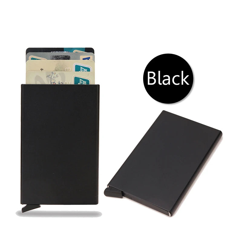 Rfid Smart Wallet Card Holder Metal Thin Slim Men Women Wallets Pop Up Minimalist Wallet Small Black Purse Vallet Walets for Men - Acros