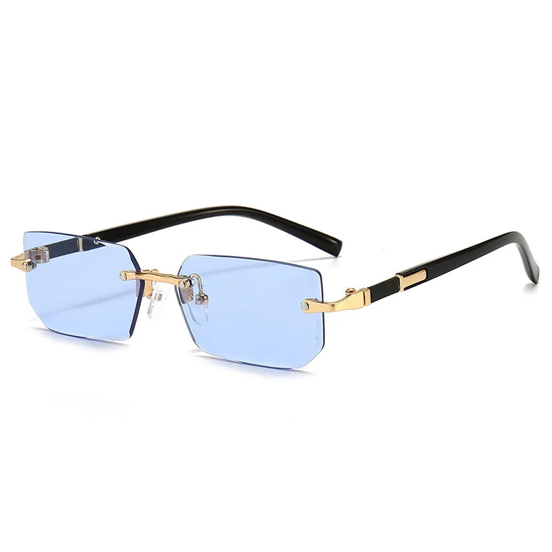 Rimless Sunglasses Rectangle Fashion Popular Women Men Shades Small Square Sun Glasses For Female Male Summer Traveling Oculos - Acros