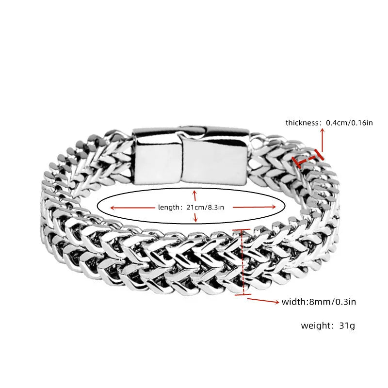 Stainless Steel Braided Double Row Front and Rear Fish Scale Alloy Magnetic Buckle Bracelet with Keel Jewelry New Model - Acros