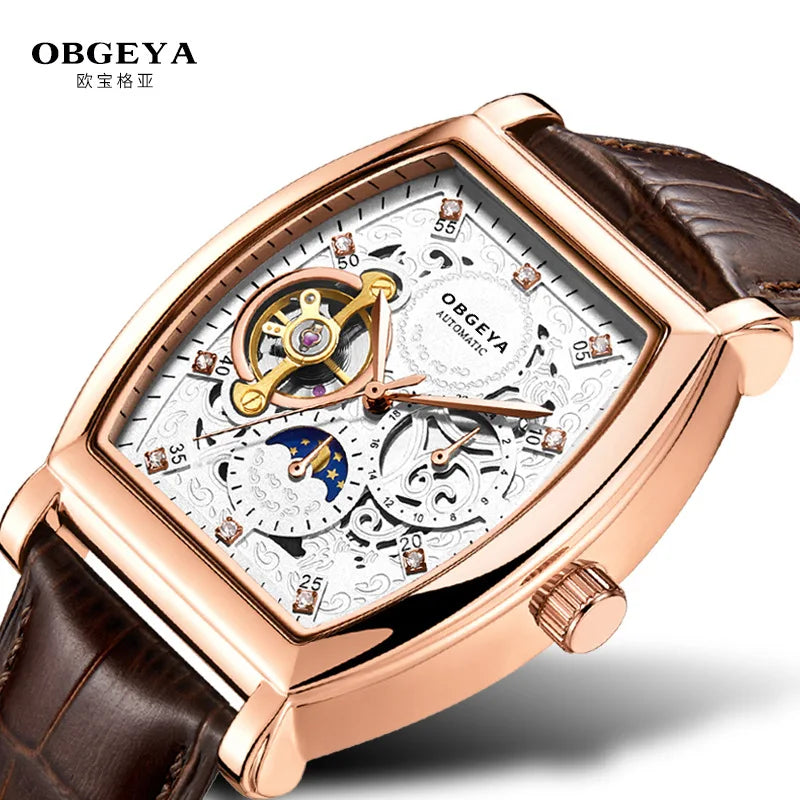 Oubogea Internet-Famous Men's Watch - Full-Automatic Mechanical, Barrel Shape, Waterproof - Acros