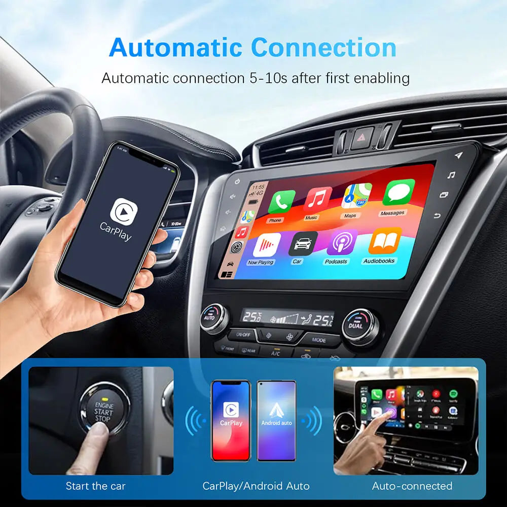 NEW 2in1 Wireless CarPlay AI Mini Android Auto Box Plug&Play Automatic Connection Compatible with 99% of Cars For Car Radio - Acros
