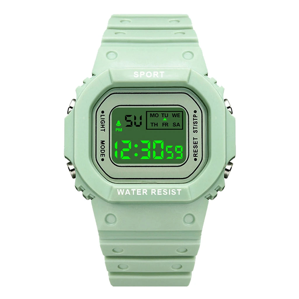 YIKAZE Sports Watch Boys Girls Student LED Electronic Watch Colorful Men Women Square Digital Watches Waterproof Rubber Clock - Acros