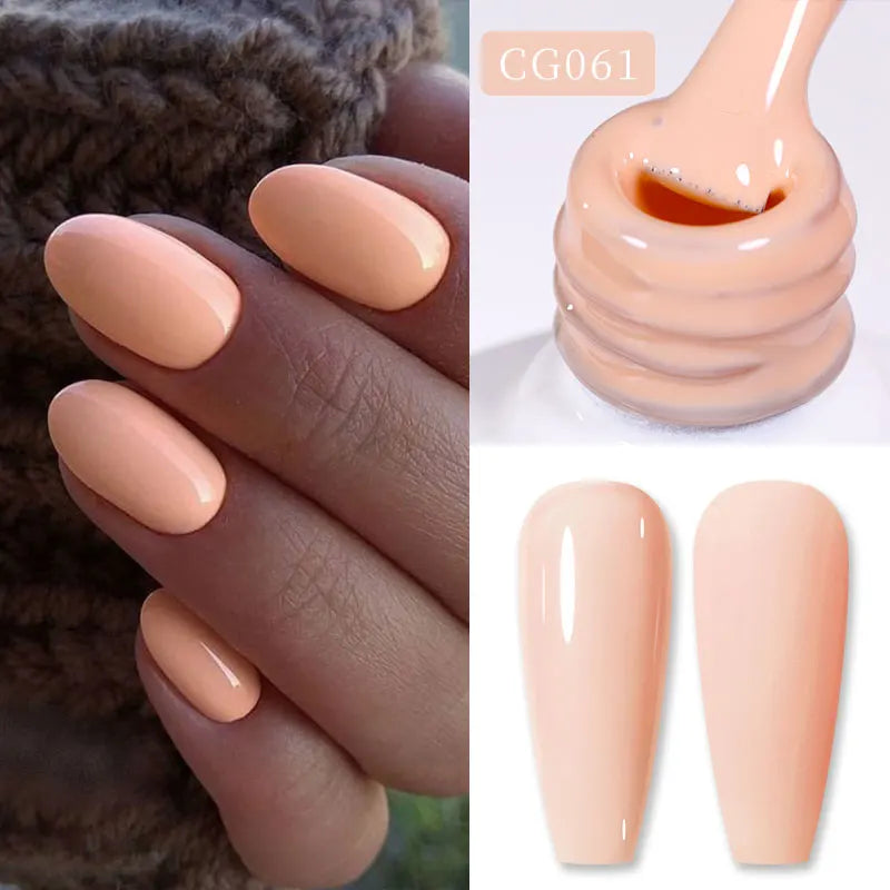 BORN PRETTY Jelly Nude Gel Nail Polish 10ml Light Pink Peach Translucent Color UV Light Cure Gel Varnish Nail Art DIY at Home - Acros