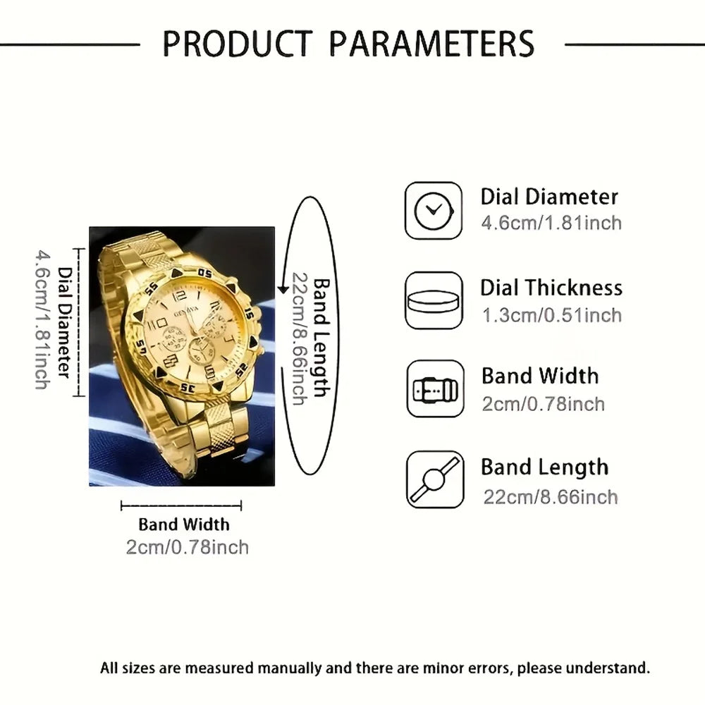 [Vintage Watch Set] 2pcs Men's Quartz Watch Set | Stainless Steel | Casual Watch | Business Watch | Silicone watch - Acros