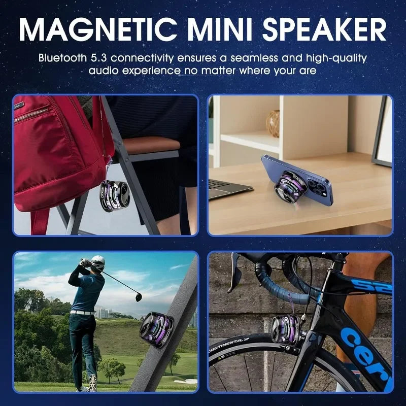 Outdoor Magnetic Bluetooth Speaker Wireless Portable Mini Travel Stereo Speaker with RGB Color Light and Phone Holder for Ios - Acros