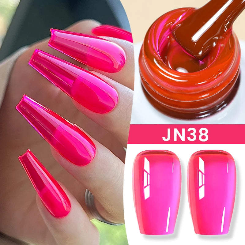 BORN PRETTY Jelly Nude Gel Nail Polish 10ml Light Pink Peach Translucent Color UV Light Cure Gel Varnish Nail Art DIY at Home - Acros