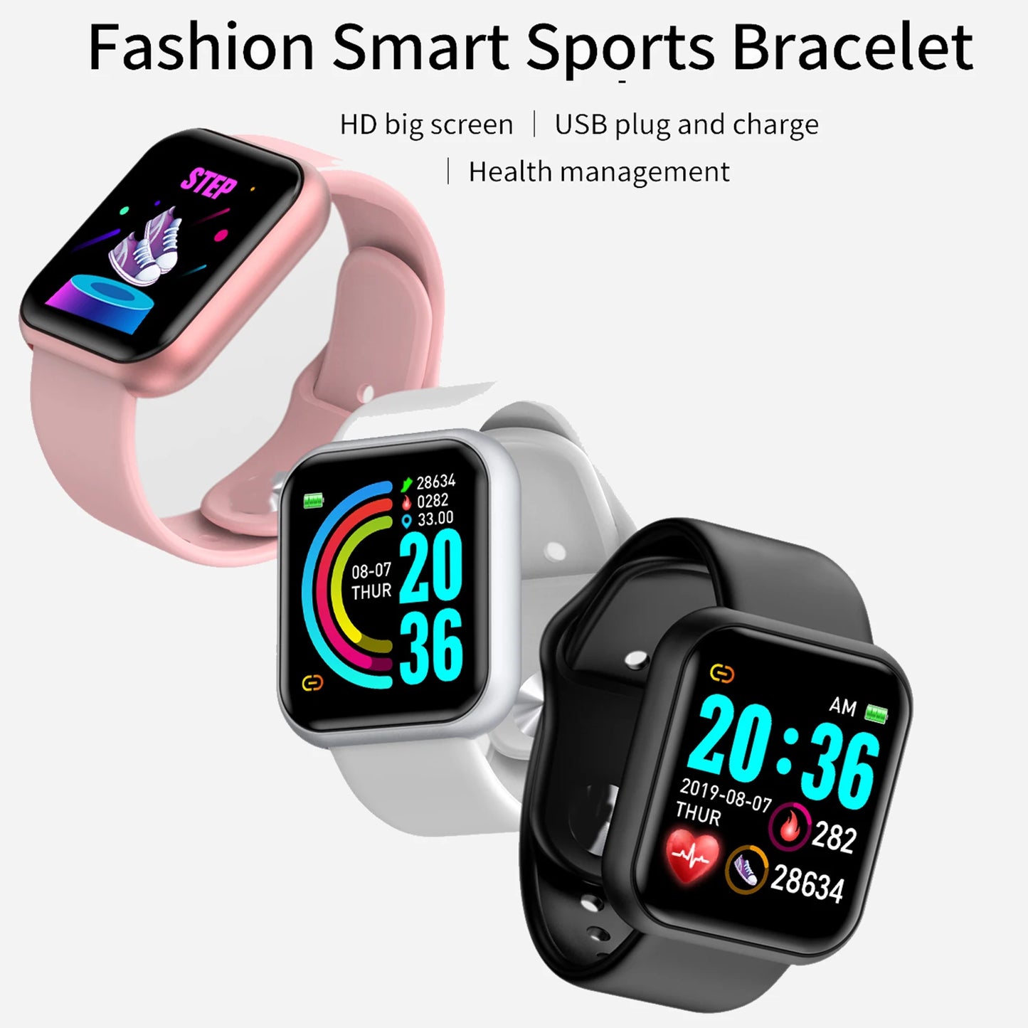 Sports Smartwatch Women Bracelet Men Smart Watch connected Music Control Player Fitness Step Sleep Monitor Y68 D20 Alarm Clock - Acros