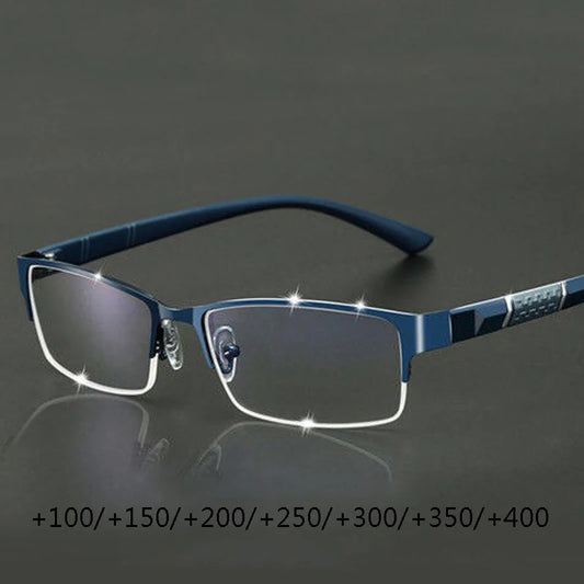 Metal Anti-blue Light Reading Glasses Farsighted Eyeglasses Men Business Eyewear Diopter 0 +1.0 +1.5 +2.0 +2.5 +3.0 +3.5 +4.0 - Acros