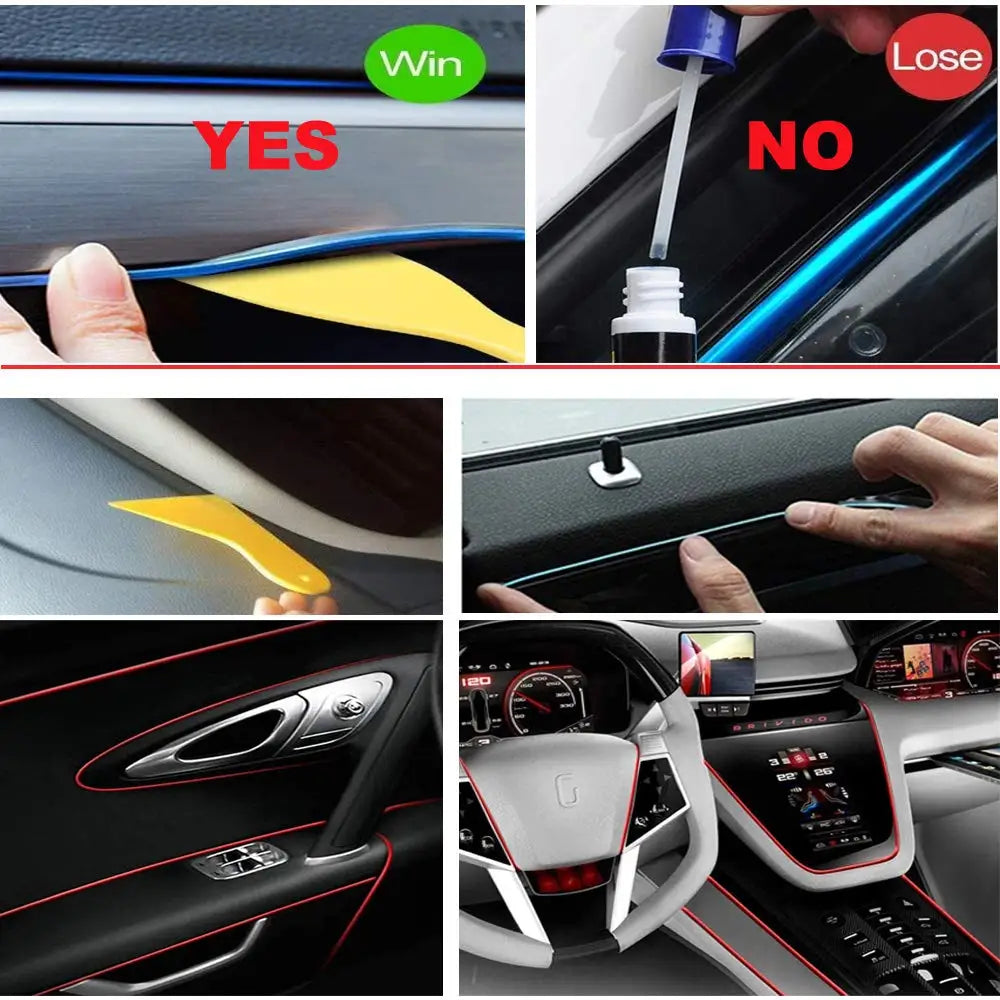 5M Car Interior Led Strip Light Neon EL Wiring Decorative Lamp For Auto DIY Flexible Ambient Light USB Party Atmosphere Diode - Acros