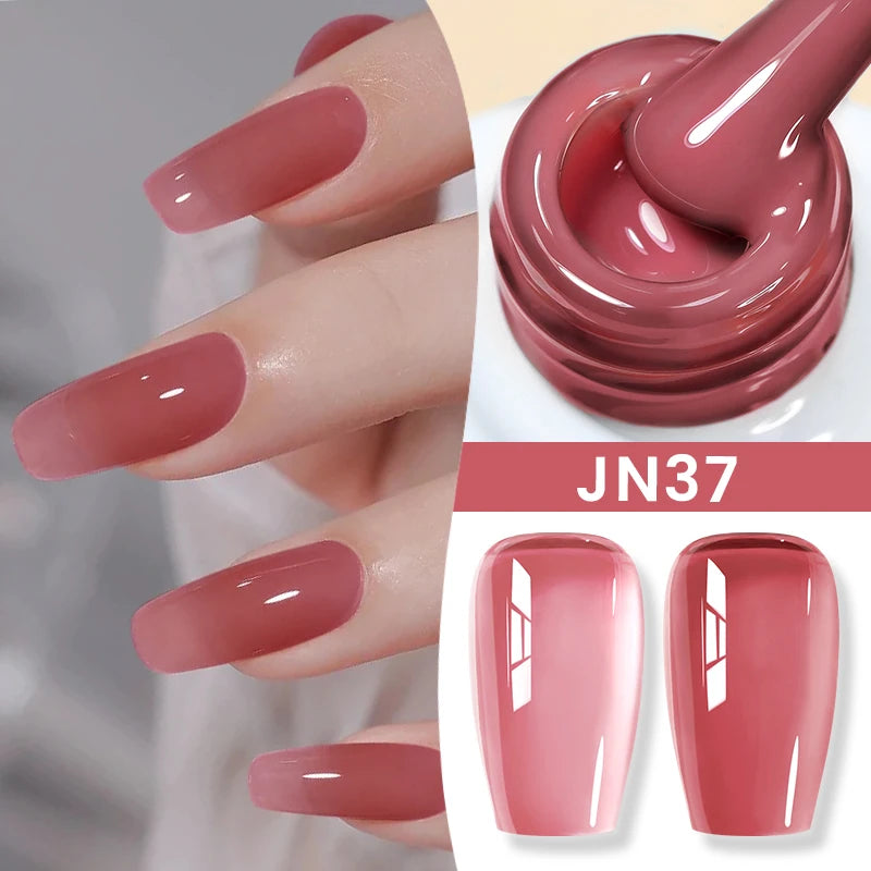 BORN PRETTY Jelly Nude Gel Nail Polish 10ml Light Pink Peach Translucent Color UV Light Cure Gel Varnish Nail Art DIY at Home - Acros
