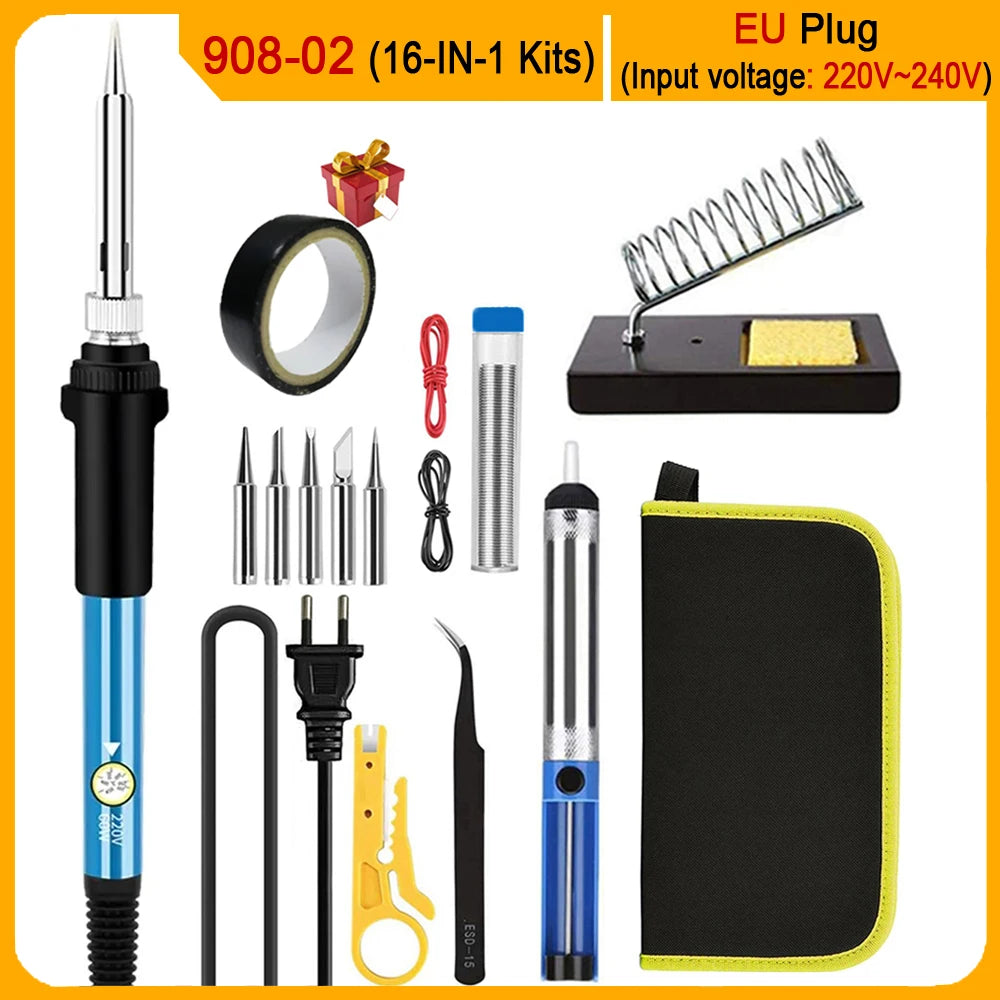 2026 Electric Soldering Iron Kits (SKU:10-IN-1)(16-IN-1)(20-IN-1) 60W Adjustable Temperature Replaceable Soldering Iron Welding - Acros