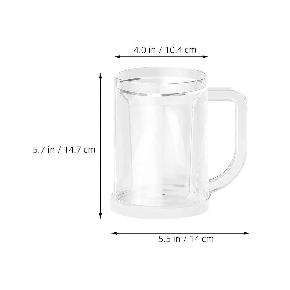 Two clear Ansoff freezer mugs with handles, double wall plastic design, ideal for cold drinks and frosty beverages.
