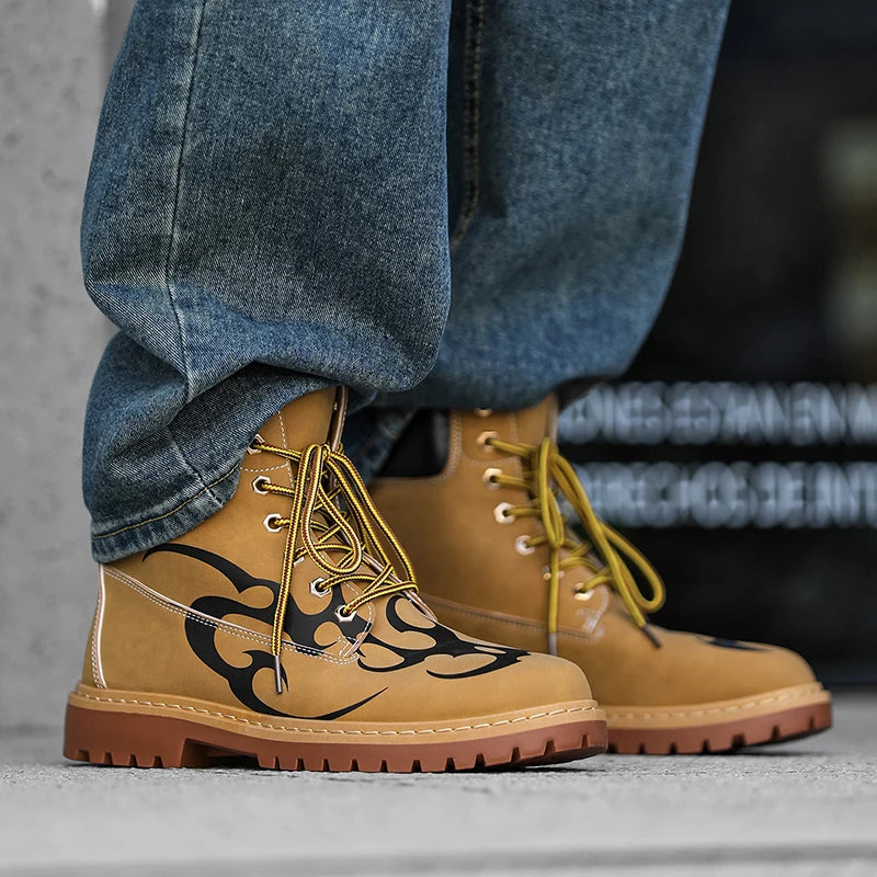 Ansoff men's high-quality leather motorcycle ankle boots in British style, featuring a sleek, unisex design and sturdy construction.