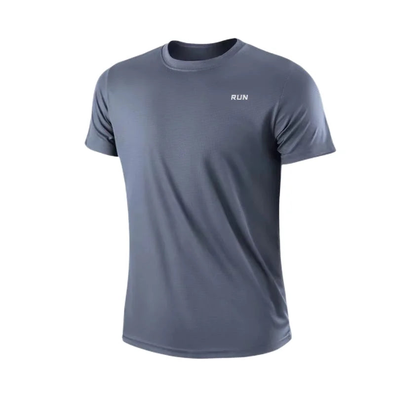 Men's Quick Dry Short Sleeve Gym Running Moisture Wicking Round Neck T-Shirt Training Exercise Gym Sport Shirt Tops Lightweight - Acros