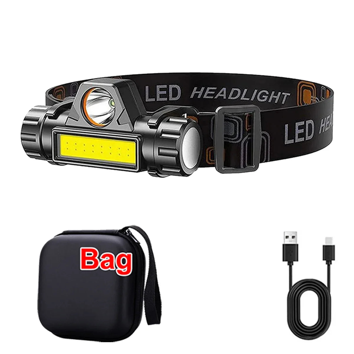 1-5PCS Rechargeable COB LED Headlamp Strong Magnetic Powerful Headlight Super Bright Waterproof Head Torch For Outdoor Fishing - Acros