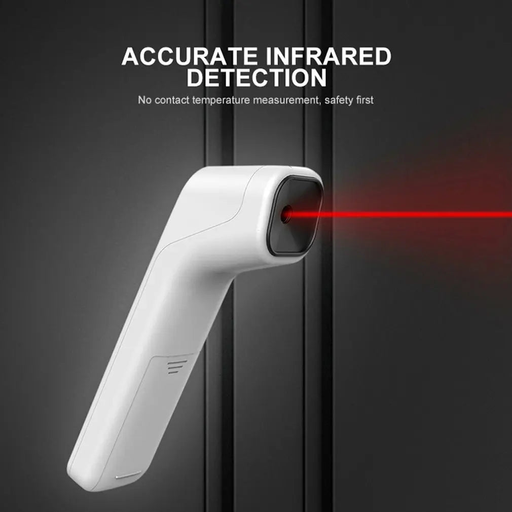 Ansoff infrared digital fever thermometer showing LCD display, non-contact laser body temperature measurement for infants and adults.
