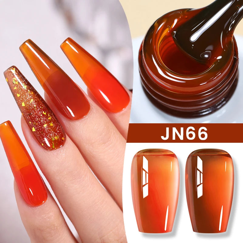 BORN PRETTY Jelly Nude Gel Nail Polish 10ml Light Pink Peach Translucent Color UV Light Cure Gel Varnish Nail Art DIY at Home - Acros