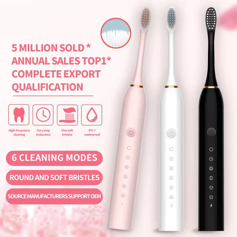 Sonic Electric Toothbrush for Adults IPX7 Waterproof DuPont Brush Head USB Rechargeable High Frequency Cleaning 6 Cleaning Modes - Acros